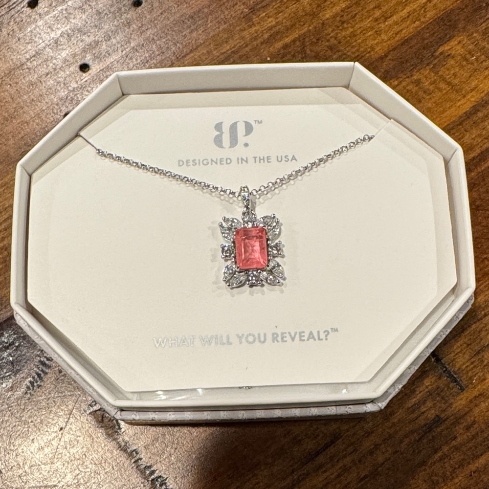 Bomb Party Pink Gemstone Pendant Necklace with Silver Accents